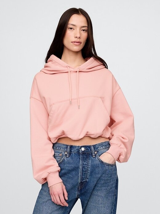 Kurzer Bubble-Hoodie aus schwerem French Terry Kurzer Bubble-Hoodie aus schwerem French Terry