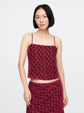 Kurzes Camisole aus Burnout-Samt