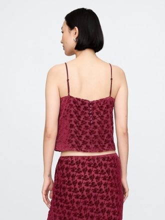 Kurzes Camisole aus Burnout-Samt