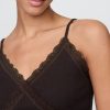 Kurzes Camisole aus Waffelstrick mit Spitzenbesatz Kurzes Camisole aus Waffelstrick mit Spitzenbesatz