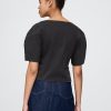 Kurzes Denim-Hemd mit Röhrenärmeln Kurzes Denim-Hemd mit Röhrenärmeln