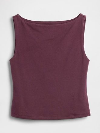 Kurzes Jersey-Tanktop aus CloseStrick mit U-Boot-Ausschnitt