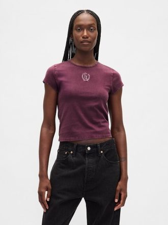 Kurzes Logo-T-Shirt aus Baumwolljersey