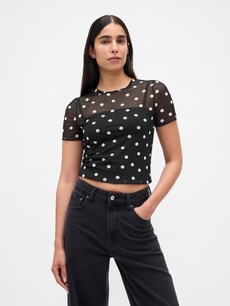 Kurzes Mesh-T-Shirt