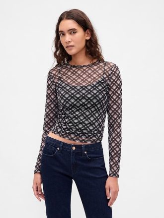 Kurzes Mesh-T-Shirt