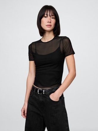 Kurzes Mesh-T-Shirt