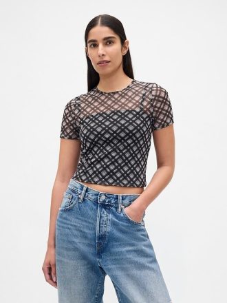 Kurzes Mesh-T-Shirt