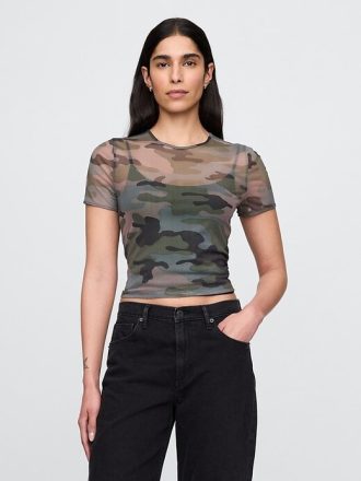 Kurzes Mesh-T-Shirt