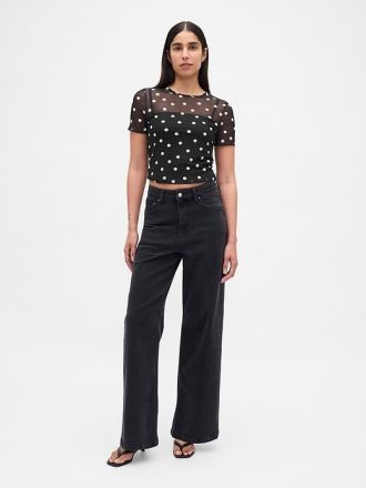 Kurzes Mesh-T-Shirt