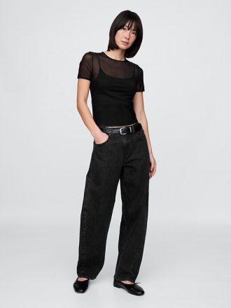 Kurzes Mesh-T-Shirt