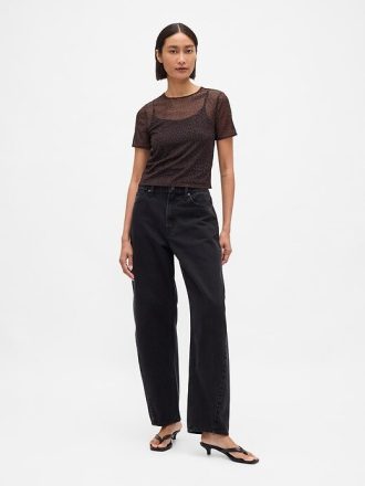 Kurzes Mesh-T-Shirt