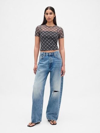 Kurzes Mesh-T-Shirt