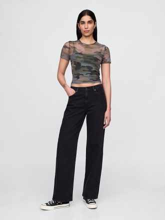 Kurzes Mesh-T-Shirt