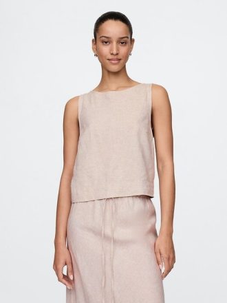 Kurzes Shell-Tanktop aus Leinenmischung