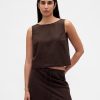 Kurzes Shell-Tanktop aus Leinenmischung Kurzes Shell-Tanktop aus Leinenmischung