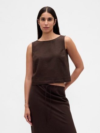 Kurzes Shell-Tanktop aus Leinenmischung