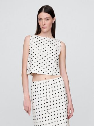Kurzes Shell-Tanktop aus Leinenmischung