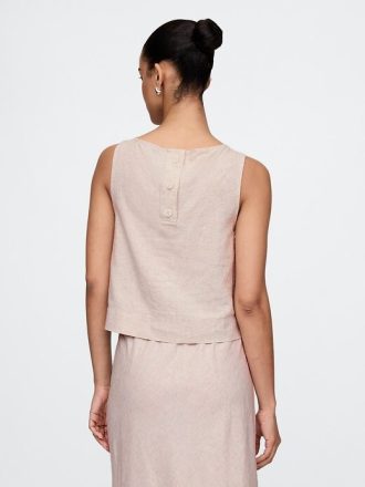 Kurzes Shell-Tanktop aus Leinenmischung