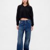 Kurzes Sweatshirt aus French Terry mit V-Ausschnitt Kurzes Sweatshirt aus French Terry mit V-Ausschnitt