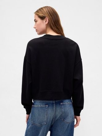 Kurzes Sweatshirt aus French Terry mit V-Ausschnitt