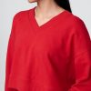 Kurzes Sweatshirt aus French Terry mit V-Ausschnitt Kurzes Sweatshirt aus French Terry mit V-Ausschnitt