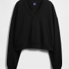 Kurzes Sweatshirt aus French Terry mit V-Ausschnitt Kurzes Sweatshirt aus French Terry mit V-Ausschnitt