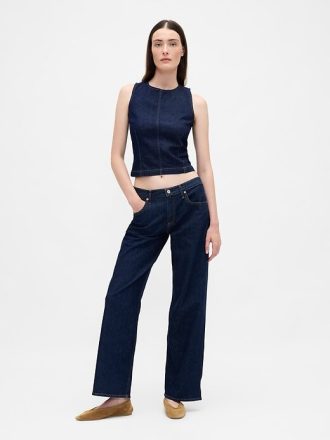 Kurzes Tanktop aus Denim mit Muschelmuster