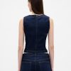 Kurzes Tanktop aus Denim mit Muschelmuster Kurzes Tanktop aus Denim mit Muschelmuster