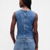 Kurzes Tanktop aus Denim mit Muschelmuster Kurzes Tanktop aus Denim mit Muschelmuster