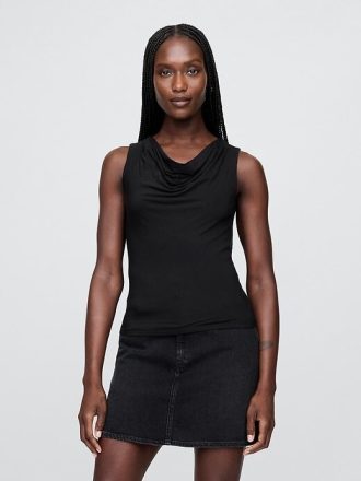Kurzes Tanktop mit Wasserfallausschnitt