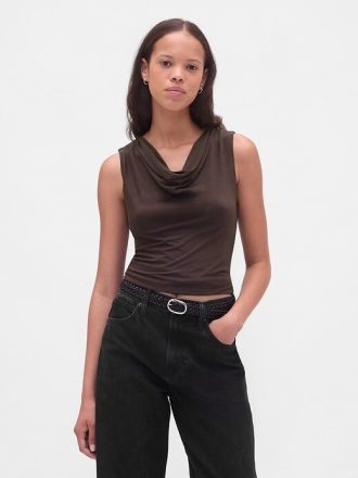 Kurzes Tanktop mit Wasserfallausschnitt