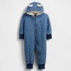 Kuscheliger Baby-Einteiler aus gestepptem Denim Kuscheliger Baby-Einteiler aus gestepptem Denim