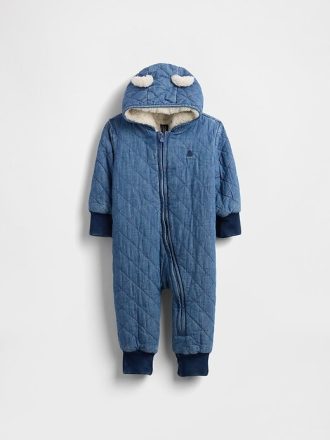 Kuscheliger Baby-Einteiler aus gestepptem Denim