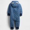 Kuscheliger Baby-Einteiler aus gestepptem Denim Kuscheliger Baby-Einteiler aus gestepptem Denim