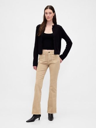 Lange und schmale Twill-Hose mit niedriger Leibhöhe