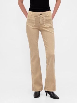 Lange und schmale Twill-Hose mit niedriger Leibhöhe