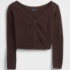 Leichtes CashSoft Crop Top mit Knopfleiste vorne Leichtes CashSoft Crop Top mit Knopfleiste vorne