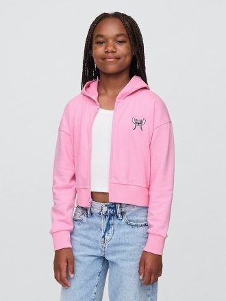 Lilo & Stitch – Kurzer French-Terry-Kapuzenpullover mit Reißverschluss für Kinder