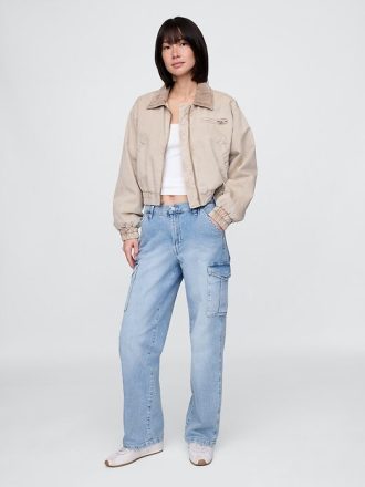 Lockere Cargojeans im Stil der 90er mit mittelhohem Bund