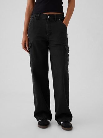 Lockere Cargojeans im Stil der 90er mit mittelhohem Bund