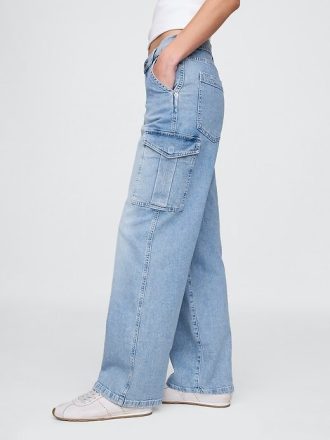 Lockere Cargojeans im Stil der 90er mit mittelhohem Bund