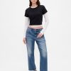Lockere Crop-Jeans mit mittelhohem Bund Lockere Crop-Jeans mit mittelhohem Bund
