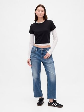 Lockere Crop-Jeans mit mittelhohem Bund