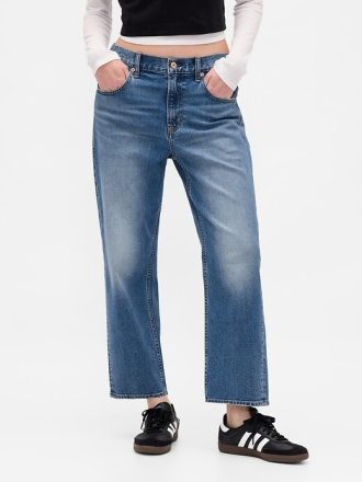 Lockere Crop-Jeans mit mittelhohem Bund
