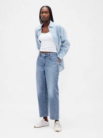 Lockere Crop-Jeans mit mittelhohem Bund