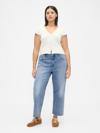 Lockere Crop-Jeans mit mittelhohem Bund