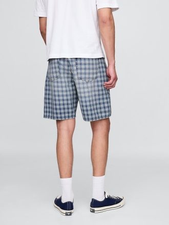 Lockere Denim-Shorts im Karomuster der 90er