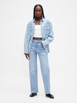 Lockere, gerade geschnittene Jeans mit hohem Bund