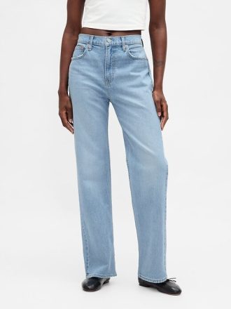 Lockere, gerade geschnittene Jeans mit hohem Bund