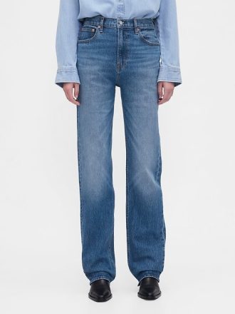 Lockere, gerade geschnittene Jeans mit hohem Bund